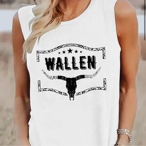 Wallen Bull Head Print Graphic Women’s Tank - size S (Country/ Western)